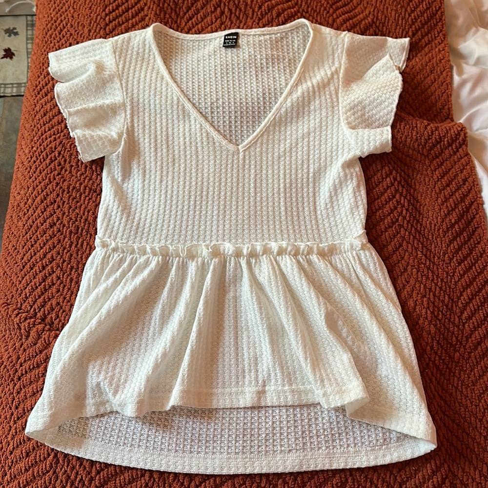 Waffle knit dress top